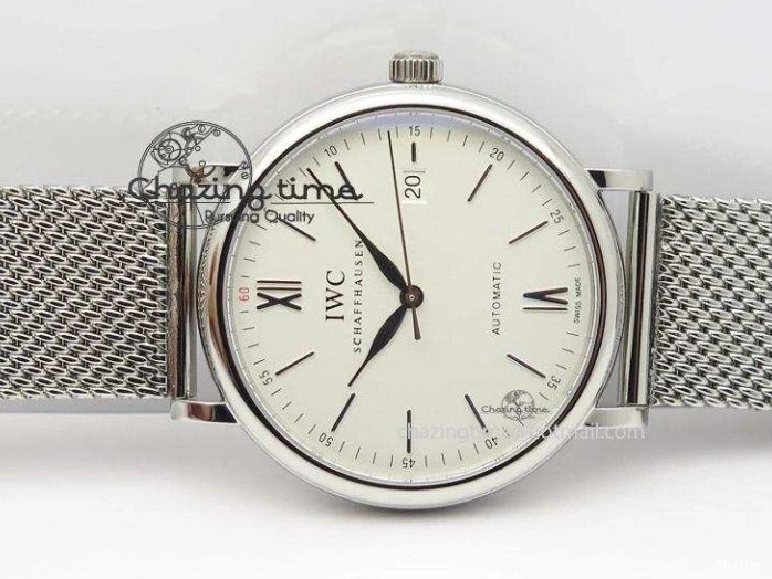 MIROTIME 0116 Portofino SCHAFFHAUSEN SS MKF 1:1 Best Edition White Dial On Mesh Bracelet A TravelReady 7341